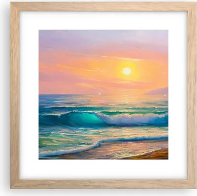 Produktbild von Gerahmtes Poster - Rahmen in heller Eiche - Meer Welle Ufer - 30x30 cm - Wand Bild - Wanddeko - Wandbilder - Kunstposter - Wandposter - Bilderrahmen - Bilder - Kunstdruck - Wandbild - P2NAC30x30-3915