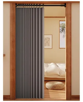 Obrázok produktu pre Záves na dvere s teleskopickou tyčou, sivý, 120-150 cm / 150x180 cm