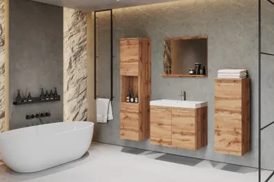 Produktbild von MINIO Badmöbel-Set "MOLO" mit Waschbecken – Wotan Eiche