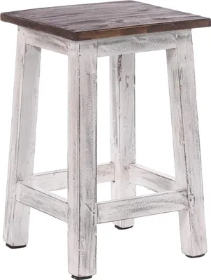 Obrázok produktu pre Stolička MADERO | 48x30cm(VxŠ), recyklované drevo, drevená stolička, taburet | farba: 05 biela-prírodná