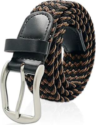 Produktbild von Glamexx24 Uni Elastischer Ledergürtel Geflochtener Stretchgürtel Dehnbarer Leder Gürtel für Damen und Herren 90 bis 145 cm-Farbe: Braun Schwarz -Größe: 100 cm