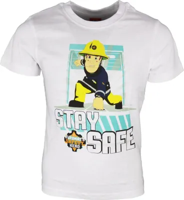 Produktbild von Feuerwehrmann Sam Stay Safe Kinder T-Shirt – Weiß / 116
