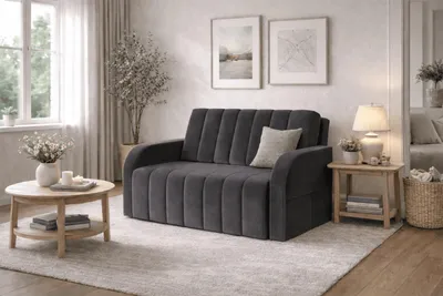 Produktbild von Schlafsessel Sofa mit Schlaffunktion Gästebett Klappsofa mit Bettfunktion mit Bettkasten Couch Sofagarnitur Salon Jugendzimmer - 141 x 90 x 104 cm - Montana 120 (Grau - Kronos 22)