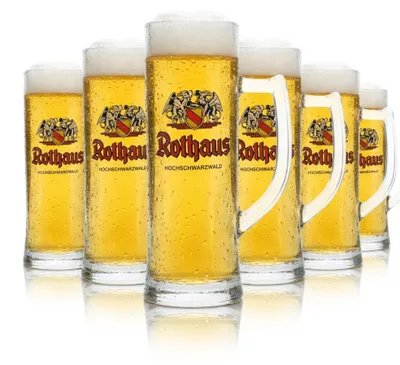 Produktbild von 6x Rothaus Bier Glas 0,5l Krug Badner Seidel Gläser Brauerei Pils Zäpfle Gastro