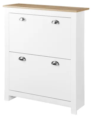 Image de Armoire à chaussures - Rangement à chaussures - Étagère à chaussures - Rangement pour chaussures - Meuble à chaussures - Chêne clair blanc