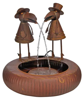 Produktbild von Brunnen mit Raben, Metallbrunnen mit Pumpe, Wasserspiel innen und außen