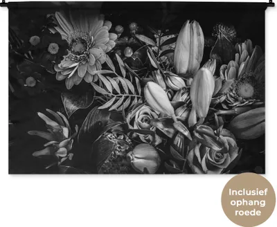 Produktbild von MuchoWow® Wandteppich Wandbehang Blumenstrauß - Stilleben - Blumen - Pflanzen - Rot 120x80 cm Tapisserie Dekoration Wandtuch - Wanddekorationen - Wandtücher