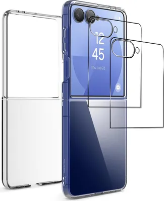 Image de 2in1 Set de protection pour le Samsung Galaxy Z Flip 7 se compose de 2x 9H film en verre de protection d'écran et 1x Hard Case Housse de protection - Housse en transparent