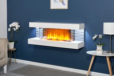 Immagine prodotto di Sureflame WM-9332 caminetto elettrico da parete con plafoniera e telecomando in bianco puro