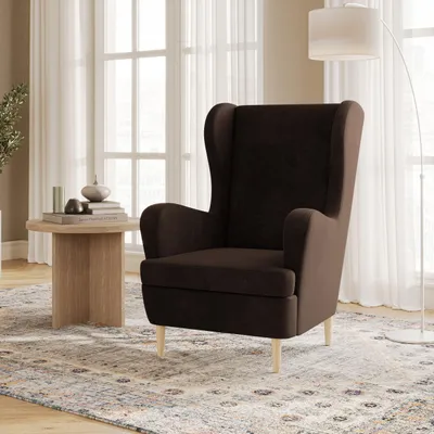 Produktbild von Masseno Ohrensessel VOGERA, Modern, Ergonomisch Samtsessel, Braun