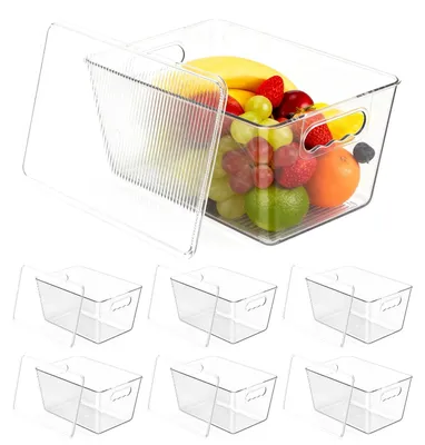Produktbild von Kühlschrank-Organizer 4er-Pack - Durchsichtige Aufbewahrungsboxen - Stapelbar - Für Küche