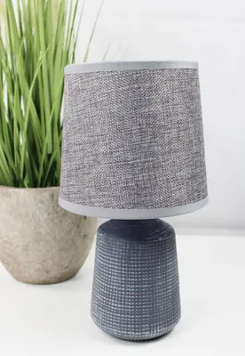 Obrázok produktu pre Stolová lampa Keramický betónový vzhľad Sivá malá nočná lampa Bočná lampa 15x 28 cm Stolová lampa