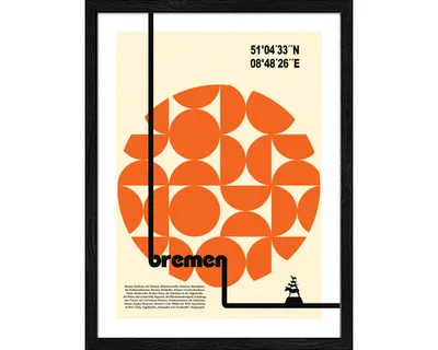 Produktbild von Gerahmtes Bild Bremen Koordinaten I 33x43 cm