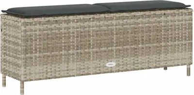 Produktbild von Gartenbank mit Kissen Hellgrau 110x30x40,5 cm Poly Rattan