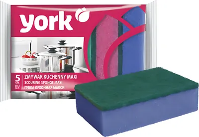 Produktbild von Küchenwischlappen Maxi 5 Stück York Wischlappen Spülschwämme Geschirrspülschwämme zweilagig bunt