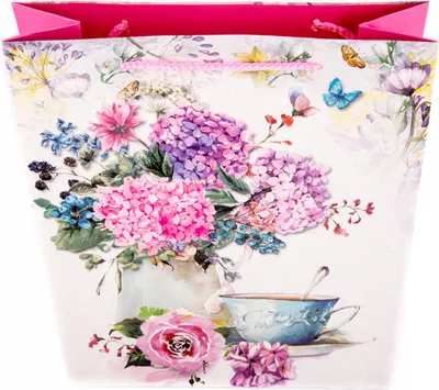 Produktbild von Geschenktüte Blumenmuster 26x32cm - Stabile Papiertragetasche Bunt für Geschenke