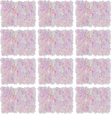Image de 12 pièces mur de fleurs artificielles roses mur de fleurs en soie plaque murale pour la fête de mariage décoration DIY 40*60cm