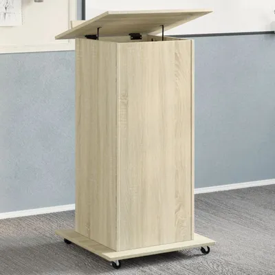 Produktbild von Rednerpult mit Rollen & Schublade Sonoma-Eiche 55x55x107 cm - Schreibtische CC30530