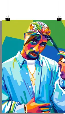 Zdjęcie produktu dla Plakat Tupac - Plakat muzyczny - Plakat ikona rapu - Plakat abstrakcyjny - 51x71cm - Idealny do oprawienia w ramkę