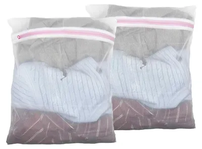 Immagine prodotto di 2 sacchetti per il bucato, dimensioni 50 x 60 cm, con cerniera nascosta