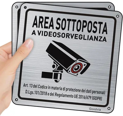 Immagine prodotto di Segnaletica "Videosorveglianza", in alluminio, 15x15 cm, autoadesiva, per interni ed esterni