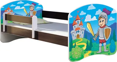 Produktbild von ACMA Jugendbett Kinderbett Junior-Bett Komplett-Set mit Matratze Lattenrost und Rausfallschutz Wenge 32 Ritter 160x80