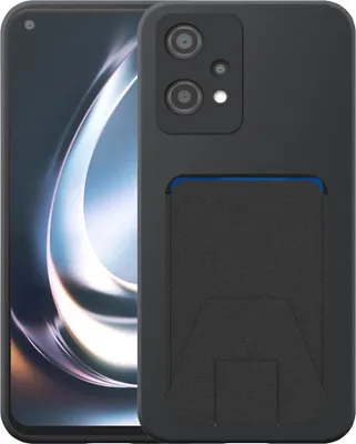 Zdjęcie produktu dla Etui na telefon OnePlus Nord CE 2 Lite z regulowanym skórzanym slotem na karty - elastyczne etui na tył z silikonu TPU z regulowanym skórzanym slotem na karty - czarne - Smartphonics