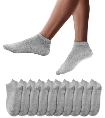 Immagine prodotto di Calzini sportivi, 10 paia, corti, in cotone, unisex, taglia 39-42, grigi