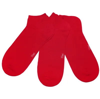 Produktbild von Herren Sneakersocken 3-er Pack aus Baumwolle Einfarbig Rot Größe 47-48