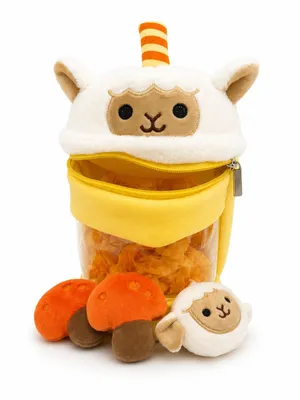 Produktbild von Schaf Bubble Tea Kuscheltier 30 cm Kawaii Plüschtier Stofftier im Bubble Tea Becher mit Zubehör Geschenk für Kinder, KI-generiertes Bild