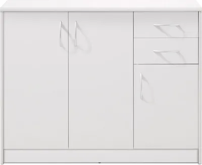 Produktbild von Kommode - Weiß matt - 109 x 86 cm - 3 Türen - 2 Schubladen - 3 Einlegeböden