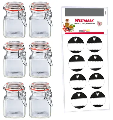 Immagine prodotto di Westmark 6 Drahtbügelgläser, 100 ml + 8 Dekoetiketten, 665822E6