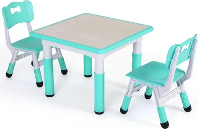 Image de Bolt Edge Table pour enfants avec 2 chaises - Réglable en hauteur - Jeu & Bureau - Enfants 3-8 ans - Turquoise