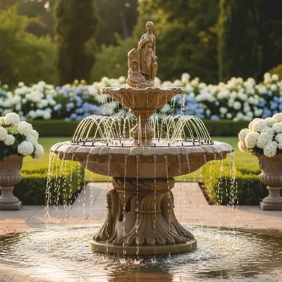 Immagine prodotto di Casa Padrino Fontana barocca marrone Ø 145 x H. 215 cm - Magnifica fontana da giardino