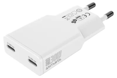 Produktbild von 4smarts Netzladegerät PDPlug Slim Dual 30W GaN 2C, weiß
