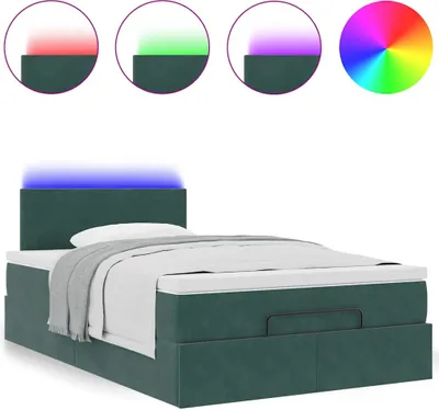 Image de Cadre de lit ottoman avec matelas vert foncé 120x200 cm velours