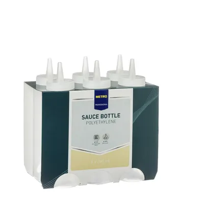 Produktbild von Metro Professional Dosierflaschen | 260 ml | 6 Stück | transparent | mit Spritztülle | Spenderflasche | Quetschflasche | Squeezebottle | Saucenflasche | Dekorierflasche | Patisserie | für gewerblichen Einsatz geeignet