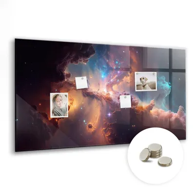 Produktbild von Dekorative Magnettafel 120x60 cm - Magnetwand - für Fotos, Karten und Notizen - Fotowand - Memoboard - Magnetpinnwand - Wanddekoration - Welt der Sterne Weltraum