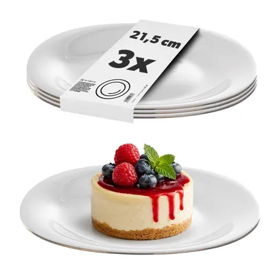 Produktbild von KADAX Dessertteller,  Spülmaschinengeeignetes Teller 3 Set, Kuchenteller aus verstärkten Glas, moderne Frühstücksteller, Speiseteller für Kuchen