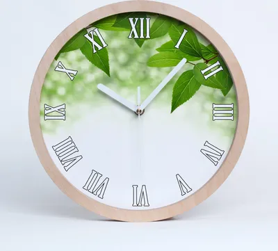Produktbild von Holzuhr 25fi cm wanduhr - weiße Spitzen - grüne Blätter