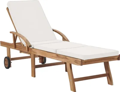 Produktbild von vidaXL Sonnenliegen mit Auflagen 2 Stk. Massivholz Teak Creme