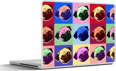 Produktbild von MuchoWow® Laptop Aufkleber Sticker Cover Muster - Hund - Mops - Jungen - Mädchen - Kinder - Kinder 32.5x23.5 cm - Sticker für Laptop - Selbstklebend