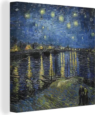 Zdjęcie produktu dla MuchoWow® - Obraz na płótnie - Gwiaździsta noc nad Paryżem Orsay - Vincent Van Gogh, obraz na ścianę, dekoracja ścienna do salonu, 90x90cm