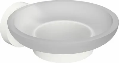 Image de Porte-savon mural WHITE en verre 11 x 5,5 x 12,9 cm