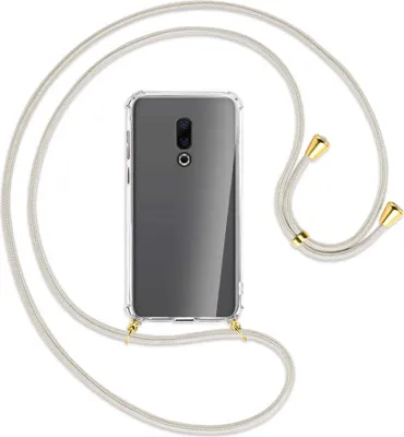 Produktbild von Handykette Backcover-Schutzhülle mit Band (Metall goldfarben) für Meizu 16 (M882Q) - broken white