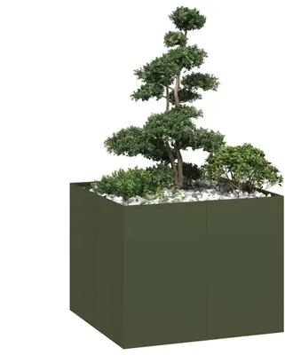 Produktbild von "2026 Promotion" Pflanzgefäß - Pflanzkasten - Olivgrün 100x100x80 cm - Stahl - Beete CC32205