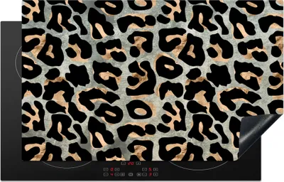 Produktbild von KitchenYeah© Herdabdeckplatte Tiermuster - Panther - Luxus , 83x51cm, Küche Deko, Glaskeramikkochfeld Herdabdeckung, Abdeckplatte fùr Kochfeld