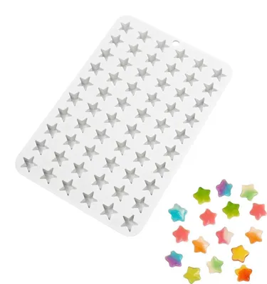 Productafbeelding van Siliconen bakvorm met 60 sterren, mini-vormpjes voor chocolade, taart, fondant, snoepjes, gelatine, ijsblokjes, 17x12 mm