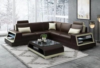 Produktbild von Ecksofa Ledersofa Polster Wohnlandschaft Couch Sofa Eckgarnitur L-Form Garnitur