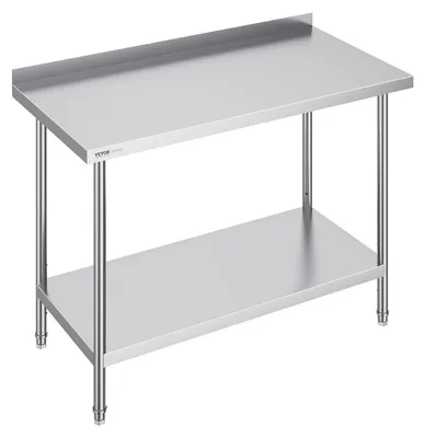 Zdjęcie produktu dla Stół warsztatowy - stół roboczy - zestaw - stół przygotowawczy - stół warsztatowy ze stali nierdzewnej - 61x122 cm - 3 regulowane półki